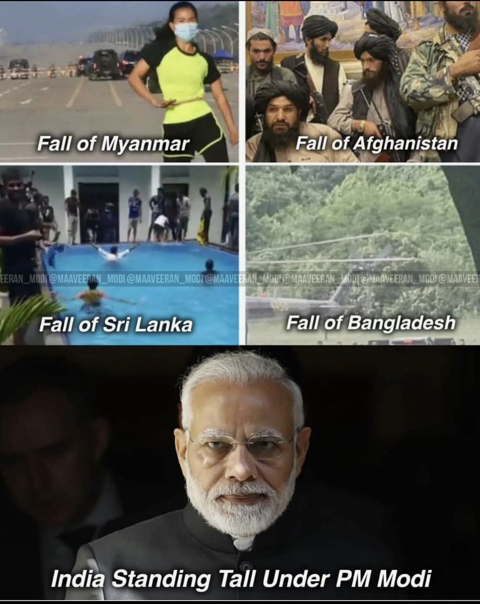 SwakshTripathi's tweet photo. One man is stopping us from facing the fate of our neighbours. 

The name is Narendra Damodardas Modi. https://t.co/nS7cnbaGaU