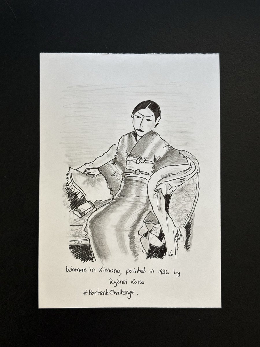 pjpratchett's tweet photo. Hi @StudioTeaBreak here is my version of’Woman in Kimono’ painted in 1936 by Ryohei Koiso #PortraitChallenge have a great weekend 👍 https://t.co/YaRsjk5AGj