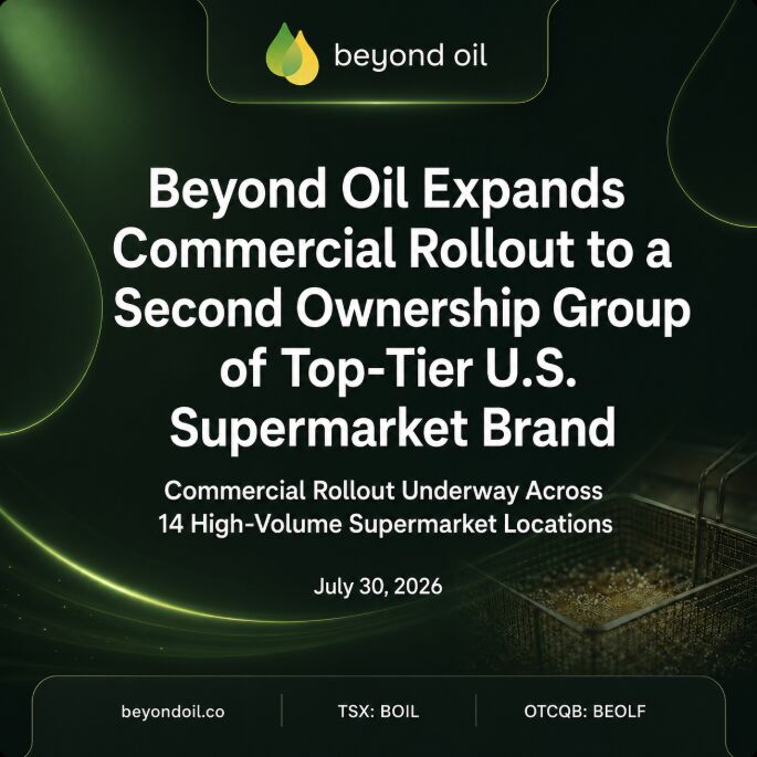 oil_beyond's tweet photo. We're pleased to announced that Beyond Oil has expanded its commercial rollout to a second ownership group of a top-tier U.S. supermarket brand, adding 14 high-volume locations.

Read the full release: https://t.co/iH61nDxqhy

$BOIL.TO  $BEOLF https://t.co/5hqmMskQ9O