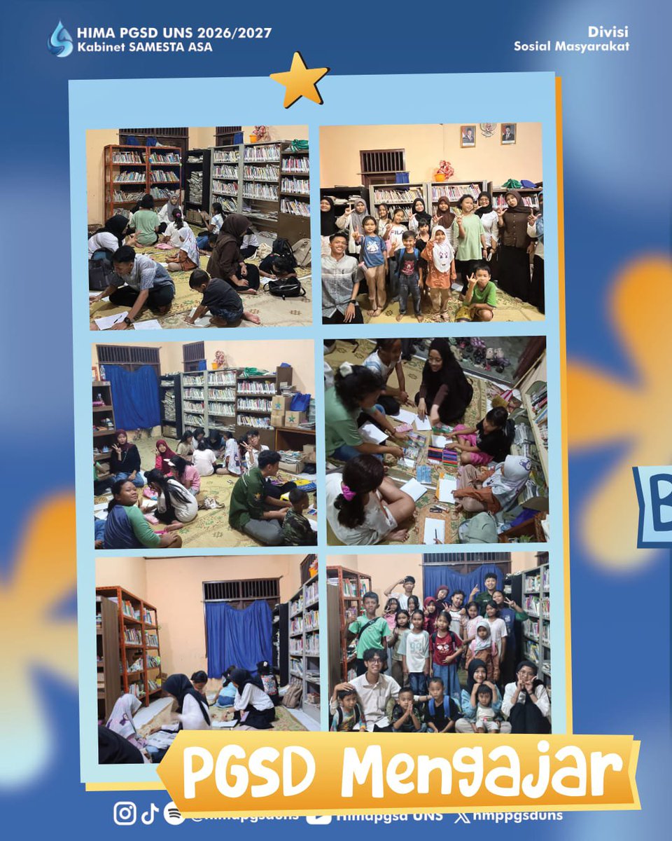 hmppgsduns's tweet photo. 𝐏𝐆𝐒𝐃 𝐁𝐄𝐑𝐃𝐀𝐘𝐀: 𝐌𝐞𝐧𝐠𝐚𝐣𝐚𝐫 𝐝𝐞𝐧𝐠𝐚𝐧 𝐇𝐚𝐭𝐢, 𝐁𝐞𝐫𝐠𝐞𝐫𝐚𝐤 𝐮𝐧𝐭𝐮𝐤 𝐏𝐞𝐝𝐮𝐥𝐢 

HIMA PGSD FKIP UNS Surakarta hadir di Desa Polokarto, Kecamatan Polokarto, Kabupaten Sukoharjo melalui rangkaian kegiatan PGSD Berdaya pada Jum’at-Sabtu, 17-18 Juli 2026. https://t.co/zhOiDlG9zu