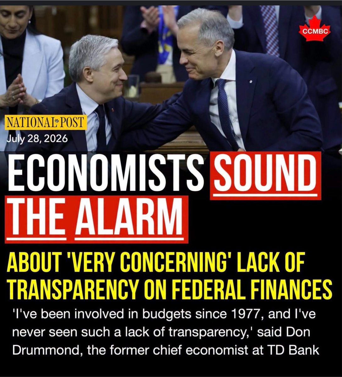 JayGenXer's tweet photo. Don Drummond has worked on budgets since 1977.

His verdict on the current federal books:

“I’ve never seen such a lack of transparency.”

A former TD Bank chief economist is sounding the alarm. Not activists. Not opposition talking points. An actual numbers guy who’s seen every government for almost 50 years.

Eleven consecutive years of Liberal rule and the finances are more opaque than ever.

They smile for the cameras, shake hands in the House, and keep the real numbers hidden.

This is how you end up with $1 trillion in capital flight, collapsing productivity, and a generation that will inherit the bill.

Transparency isn’t optional when you’re running a G7 country into the ground.