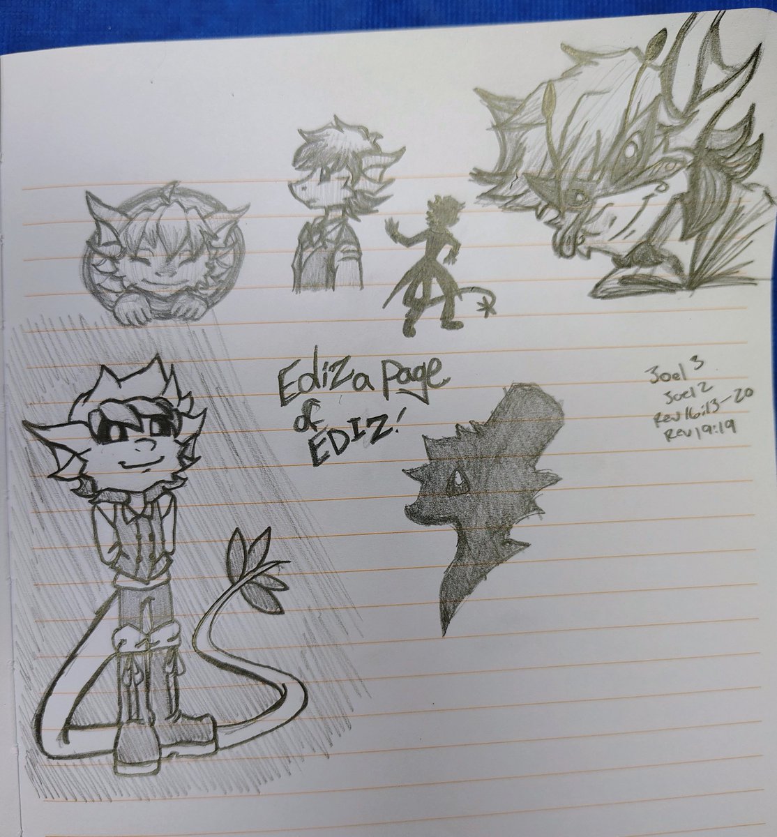 DreagonArtz's tweet photo. Captain Smaug made me realize I haven't srawn Ediz in a long time. 
So he got some doodles during Bible Study
#edizenigma #dreagonartz #dreagonoc #ediz #sketchbook https://t.co/Y62IXoeUZD