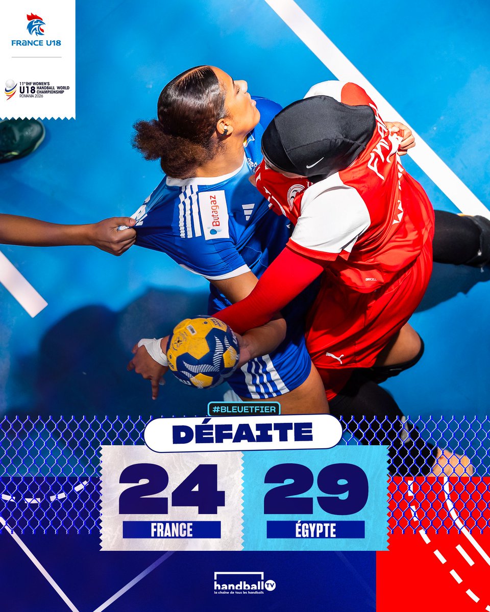 ffhandball's tweet photo. Fin de matchs ! 🇫🇷

L’équipe de France  U19 s’impose face à la Macédoine du Nord 🇲🇰 à l’EHF Euro U18.

De leur côté, les Bleuettes s’inclinent face à l’Égypte 🇪🇬 au Mondial IHF U18.

Prochain rendez-vous samedi ! 💪 

#BleuetFier #Euro #EHF #Mondial #IHF https://t.co/PMEaoQ9SN2