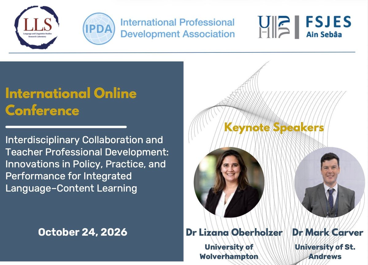 ipda_prof_learn's tweet photo. IPDA Morocco is a partner on this forthcoming international online conference in September, for which abstracts are now being accepted around Interdisciplinary Collaboration and Teacher Professional Development. Full details: https://t.co/UHNwQr1ei0
#ProfessionalLearning https://t.co/eo1LqMXtMM