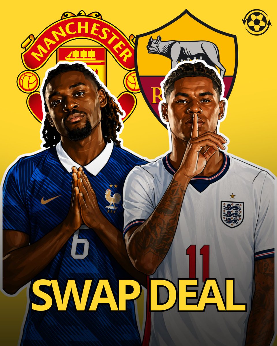 DeadlineDayLive's tweet photo. 🚨 Manchester United could include Marcus Rashford in a swap deal as they pursue Roma midfielder Manu Kone.

Roma are holding out for a significant transfer fee, with Italian reports claiming Rashford could become a suitable makeweight in negotiations.

Rashford is expected to leave Manchester United this summer, while Kone continues to be linked with a move to Old Trafford.

(Source: @Gazzetta_it)