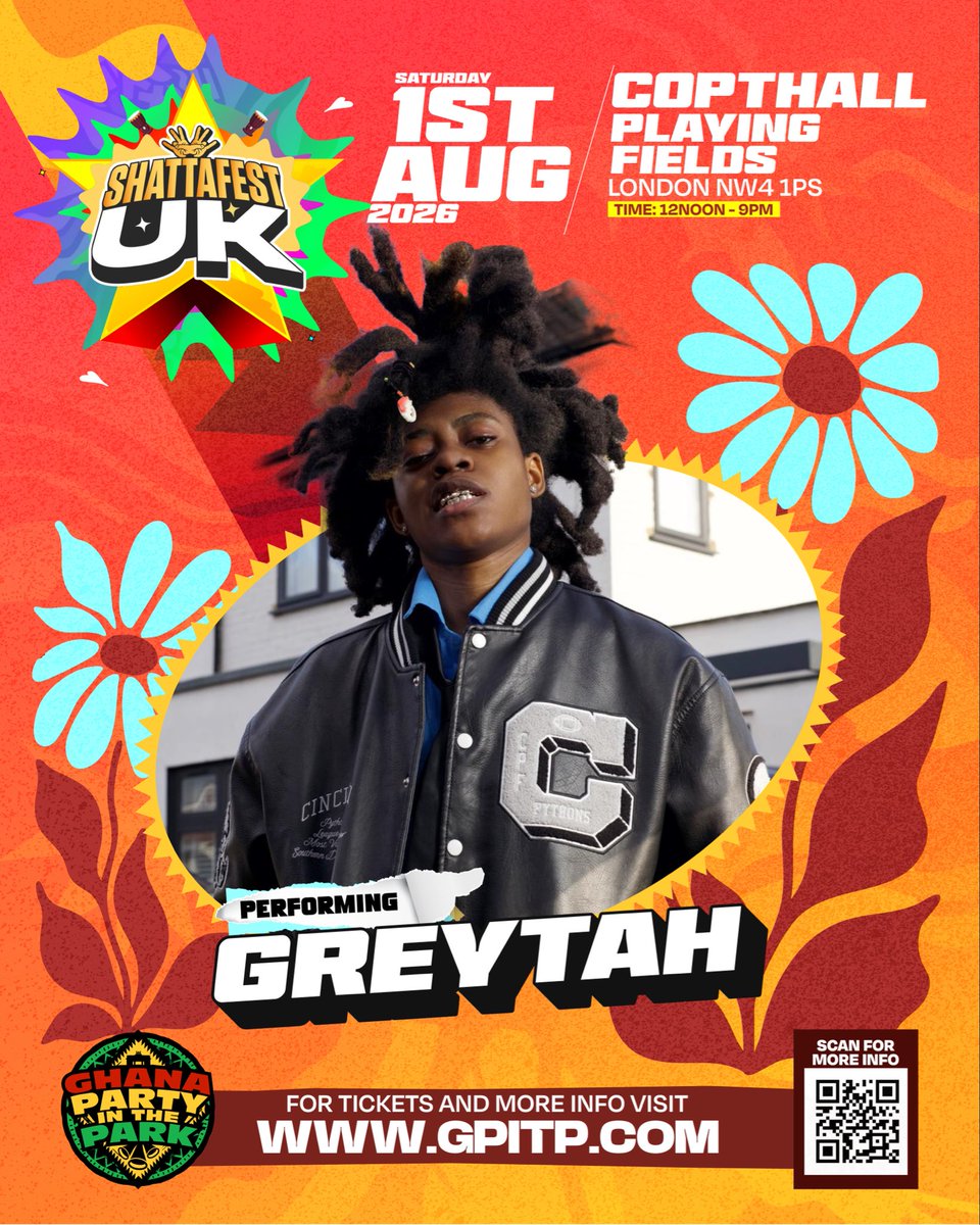 nobodygreytah's tweet photo. Shattafest 🚀 1st August! 

Performing Live alongside my pops @shattawalegh 🔥 due to be a madness! 

See you there! 
Grrrr 💨 https://t.co/sjqE1fI1Bz