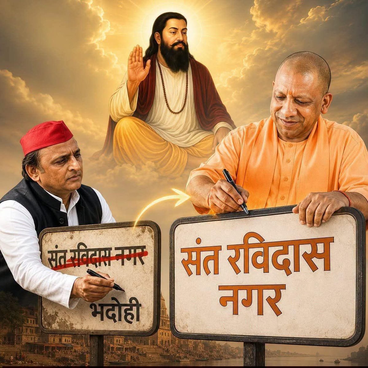 SanjeevKMonak's tweet photo. सच्ची श्रद्धांजलि है। संत रविदास नगर का नाम पुनः बहाल करने की घोषणा स्वागतयोग्य कदम है। माननीय मुख्यमंत्री योगी आदित्यनाथ जी का हार्दिक धन्यवाद। आशा है कि संत रविदास जी के समता, मानवता और समान अधिकारों के संदेश मिले। 🙏 #SantRavidasNagar #RavidasJayanti #UttarPradesh https://t.co/wXd3xnWSIw