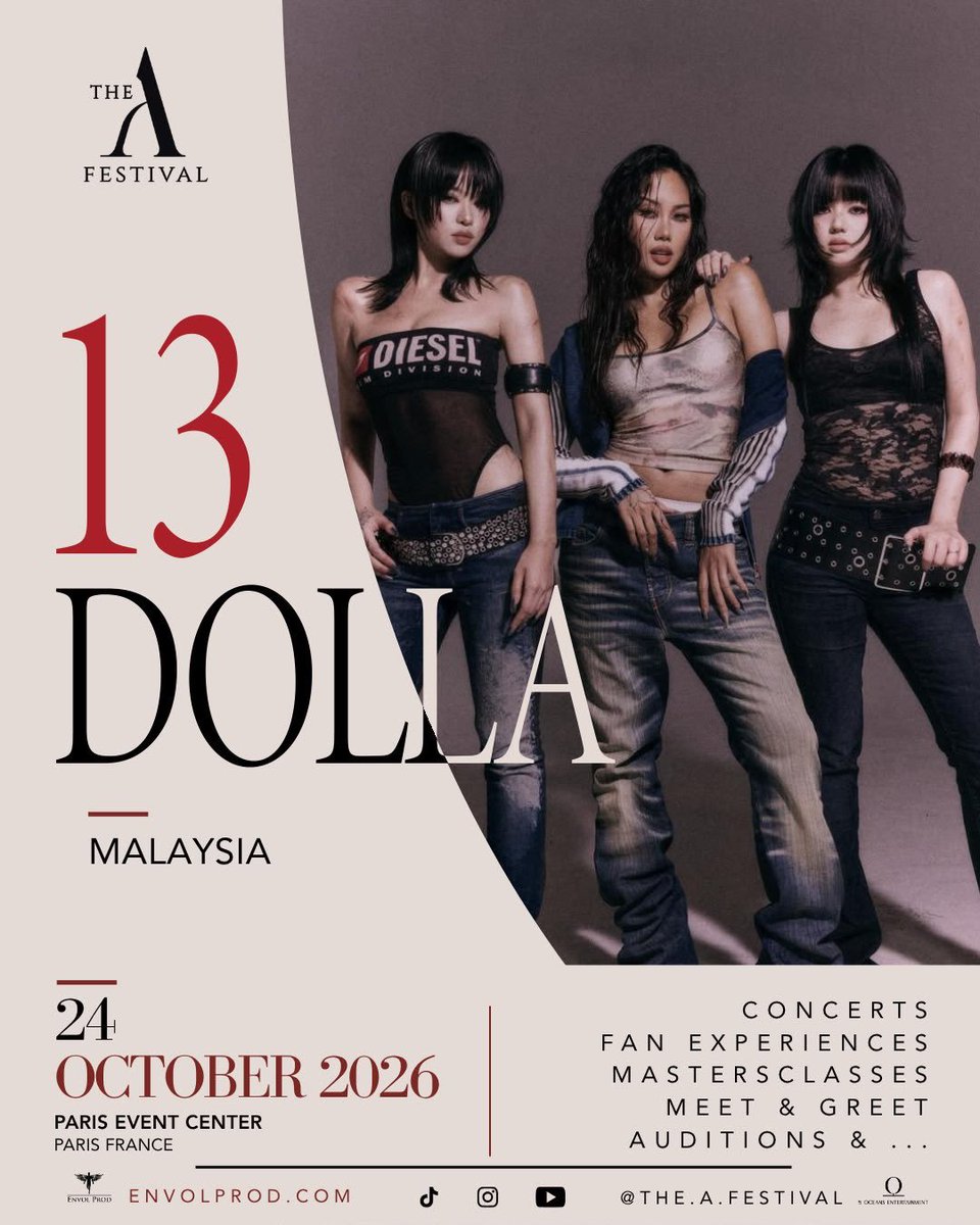IDOLLABRASIL's tweet photo. 🇲🇾✈️🇫🇷 | O DOLLA vai para a França! As meninas se apresentarão no 'The A Festival 2026' em Paris no dia 24 de outubro.
🎟️ Ingressos disponíveis agora em https://t.co/vu3ZlIojxt
#DOLLA #TheAFestival #DOLLABRASIL #IDOLLA https://t.co/5tAKsR0bmL