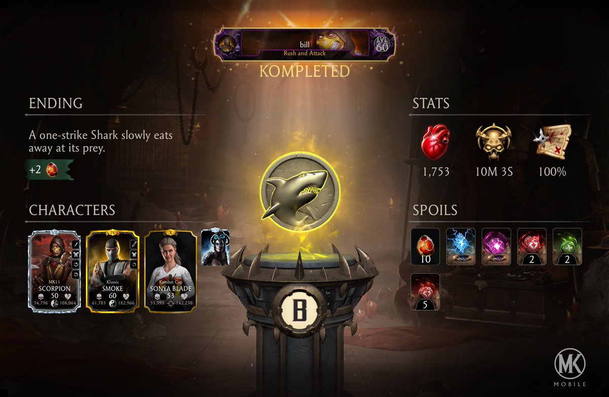 bill_ll20's tweet photo. I just completed a Krypt Run in Mortal Kombat mobile! Check out my stats. https://t.co/F3eIRgV0Fn