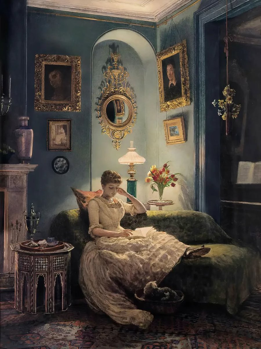 DailyClassicArt's tweet photo. Edward Poynter - "An Evening at Home" (c. 1888) https://t.co/36hrmVGAjB