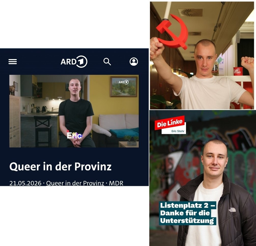 OERRBlog's tweet photo. Eric aus der ARD Doku "Queer in der Provinz" kandidiert bei der Landtagswahl Sachsen-Anhalt auf Listenplatz 2 für die Linke. #OerrBlog https://t.co/mBECulsQ5M