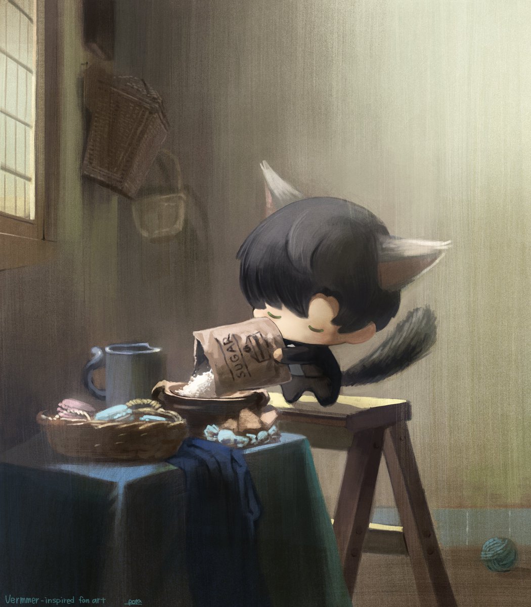 pota_Deepspace's tweet photo. 砂糖を注ぐ猫 https://t.co/gRglLkZxQR