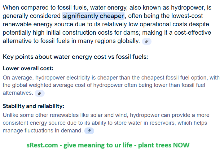 SwatiRaikwar6's tweet photo. one can use hydropower (which again significantly cheaper than fossil  fuel), whenever there is less of solar or wind power.. and beauty of  hydropower is that one can install as many as one wants, even every 10km  of river or canals etc. Other benefits is. it generate local https://t.co/wAf4ndZWQ2