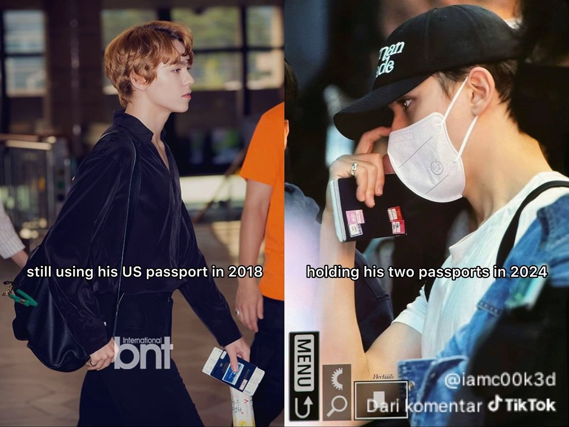 dalbang07's tweet photo. @berryquiet @5hinee_shining @shalalalies He never confirmed that he renounced his American citizenship, he's still using 2 passports at the airport in 2024, so it's possible he's still a dual citizen https://t.co/YTAUoZTvxu