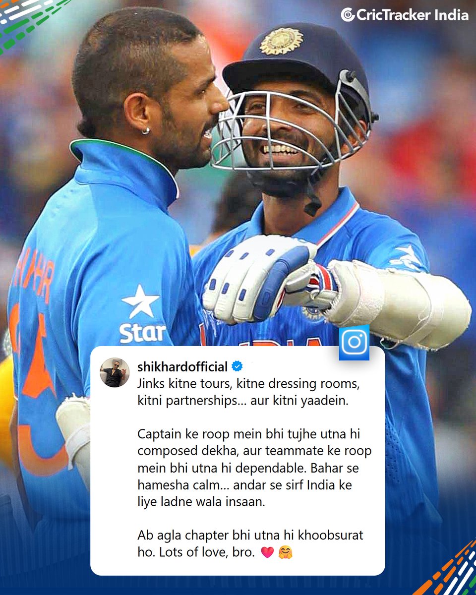 Cricketracker's tweet photo. The cricketing world comes together to honour Ajinkya Rahane as he bids farewell to the game. 🗣️

From teammates and opponents to legends of the sport, heartfelt tributes pour in for one of India’s finest red-ball warriors. 🇮🇳👏

#AjinkyaRahane #ThankYouJinks #TeamIndia #Cricket #CricTracker