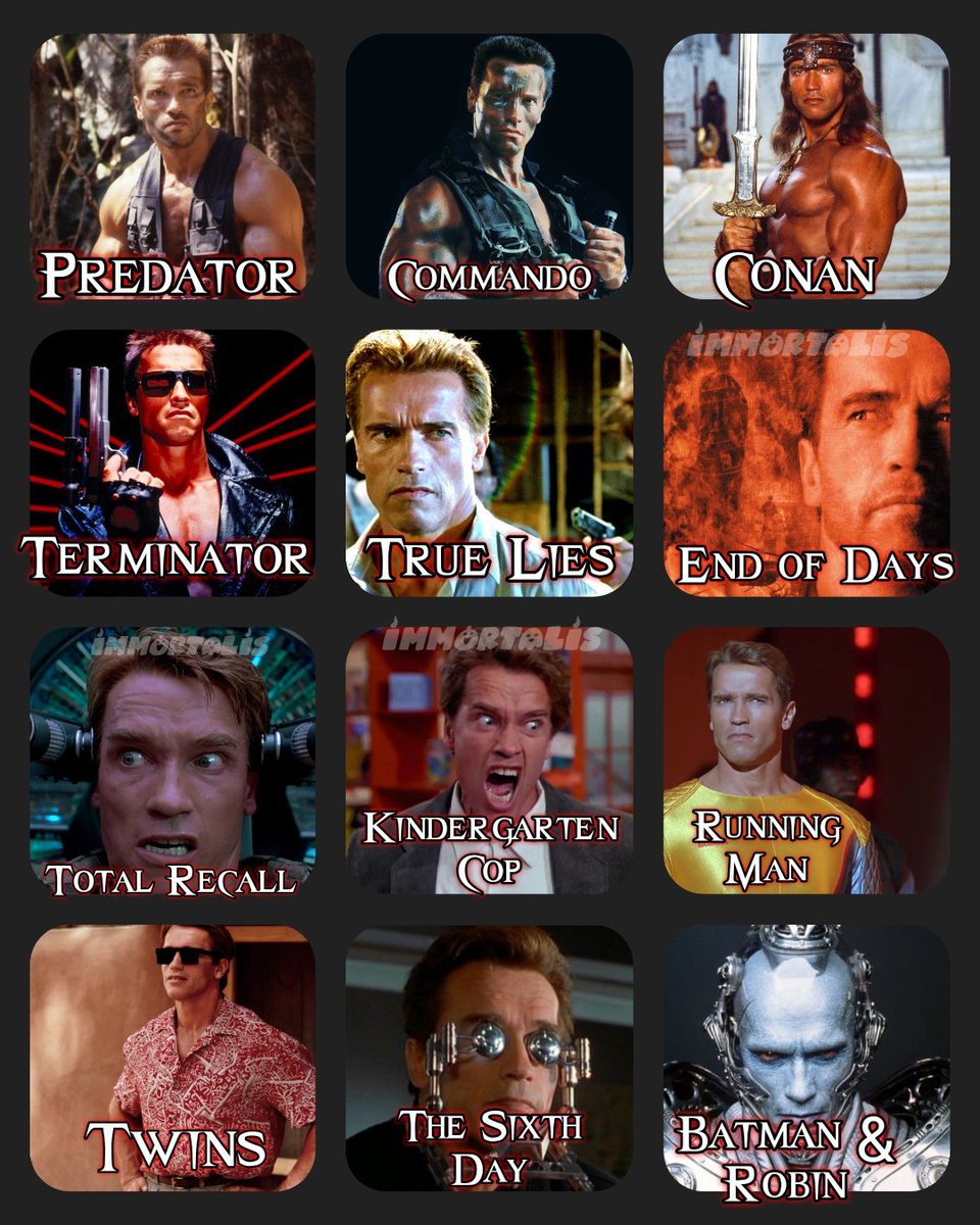 AshySlasheeDB's tweet photo. Which of these is your favourite Arnold Schwarzenegger film... https://t.co/eMVuI994Xl