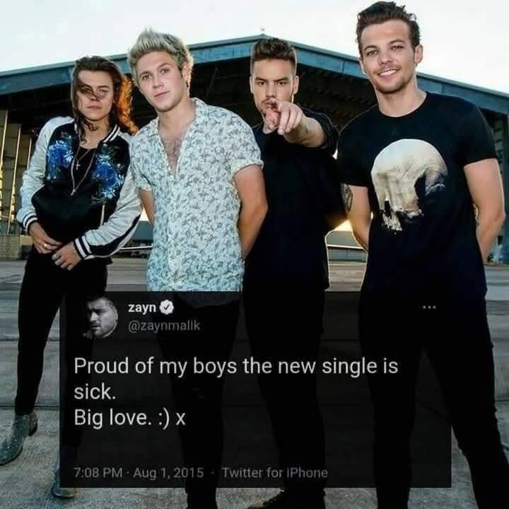 Crismtz_ahft's tweet photo. Cuando los chicos lanzaron “Drag me Down” y Zayn a los días twitteó 😭 https://t.co/n5MjTOop9u