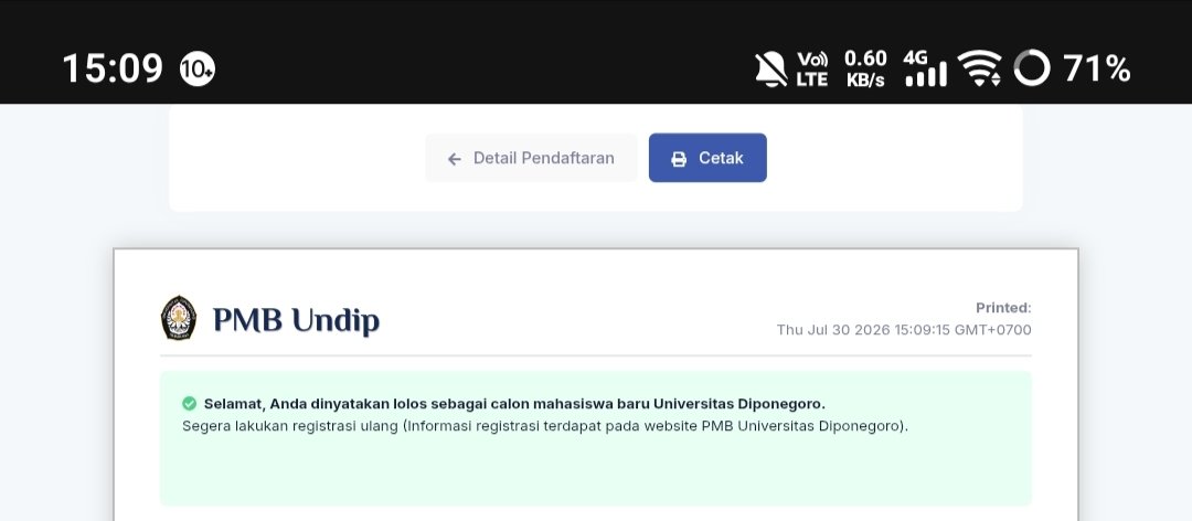 fwnction's tweet photo. WKWKWK, sore tadi di chat sama admin undip, disuruh registrasi. laaahh gue kan kemarin ketolak ya, tapi penasaran euy🤤 akhirnya gue cek lagi. sampe sini gue PAHAM, pantesan disuruh registrasi cooo https://t.co/3nlUKwd6Kt