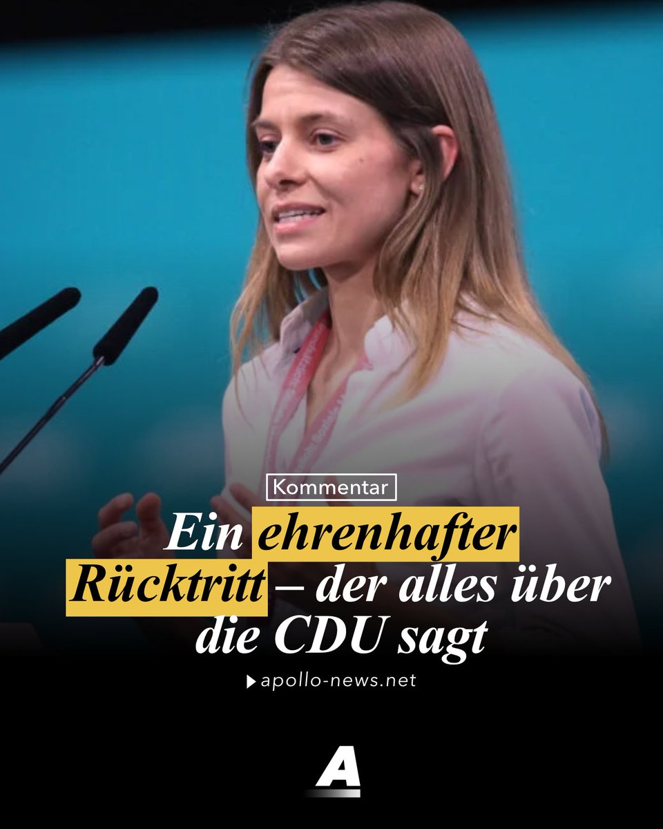 apollo_news_de's tweet photo. Die JU-Chefin in Brandenburg schmeißt hin, weil sie sich für die CDU schämt – die nämlich verrät die junge Generation und konservative Inhalte. Laura Strohschneider fasst das ganze Elend der Merz-Union in einem Rücktritt zusammen, kommentiert Max Roland.
https://t.co/lUUJlVfTOA https://t.co/JCPxyLX0Rt