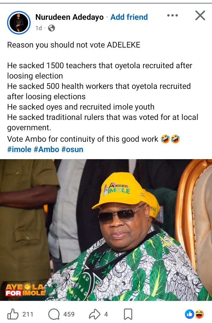 gboyegang's tweet photo. More reason for me to vote for His Excellency @AAdeleke_01  be this oooo... Give me another... Because all the reasons listed here are why I will vote for him. 

I'm not a party person, but certainly Ademola is acting on the figures and resources he has that he can work on.. https://t.co/xNkyKtTDrT