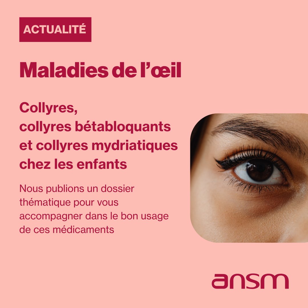 ansm's tweet photo. Maladies de l’œil 👁️ Nous publions un dossier thématique à destination des patients pour les informer et les accompagner dans le bon usage des collyres
🔎 Consulter notre dossier 🔗 https://t.co/WaDzJafToO https://t.co/6Rxi5BUY7W