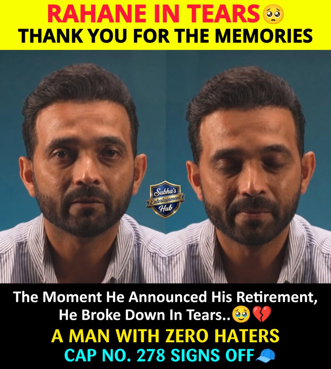SubhaHub's tweet photo. Thank you for the memories, Cap No. 278..🙏🧢
#AjinkyaRahane #endofanera #zerohaters https://t.co/yQ98K71sc8