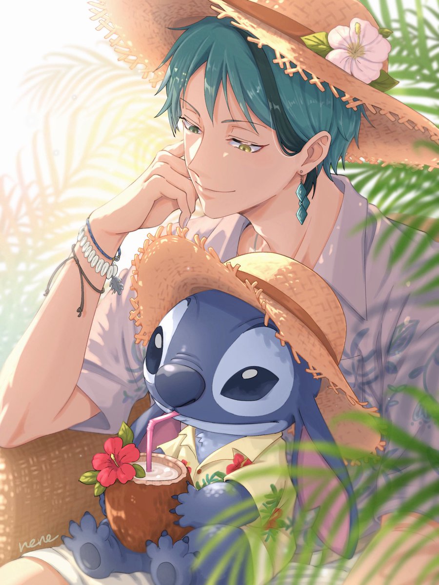 nenek0101050's tweet photo. 夏ジェ🐬🌺
 #ツイステファンアート https://t.co/Ah6BWXDgyI