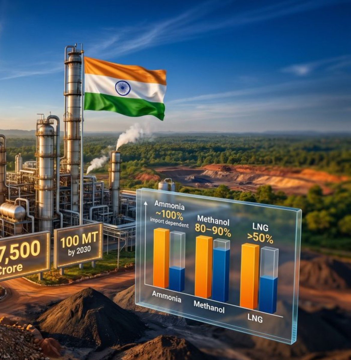 Notjustheadline's tweet photo. 🚨BIG MOVE BY MODI GOVT.: 100 Critical Products Worth of ₹5 Lakh Crore Identified to Cut Foreign Dependence and Strengthen National Security

India is preparing one of its most ambitious industrial policy initiatives in recent years by identifying 100 critical imported products worth nearly $51 billion (around ₹5 lakh crore) for domestic manufacturing. The move marks a strategic shift from prioritizing low-cost imports to building long-term industrial resilience and reducing dependence on overseas suppliers for products vital to the country's economy and national security.

The initiative goes beyond the existing Make in India and Production Linked Incentive (PLI) schemes.

The disruptions caused by the COVID-19 pandemic, the Russia-Ukraine conflict, tensions in the Red Sea, growing US-China strategic rivalry, and instability in West Asia have exposed the vulnerabilities of relying heavily on imports for essential industrial and strategic products. These events have reinforced the need for India to develop domestic manufacturing capabilities in sectors where import dependence poses economic and security risks.

While certain imports, such as crude oil, remain unavoidable due to resource limitations, many high-value industrial products can be manufactured domestically. It is these products that the government now aims to localize.

Among the sectors expected to receive priority are electronics, electric vehicle components, solar equipment, pharmaceuticals, industrial machinery, textile manufacturing equipment, and footwear manufacturing components.