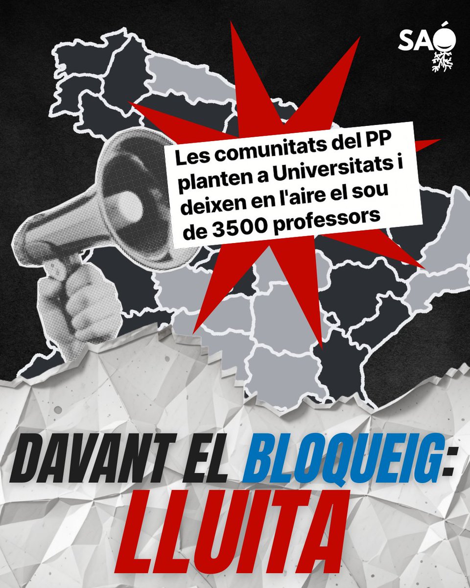 sao_uv's tweet photo. 📣 La irresponsabilitat de les administracions autonòmiques del Partit Popular deixen a la comunitat universitària paralitzada 🔒

Davant els seus bloquejos partidistes, la dignitat universitària s'ha de manifestar en la lluita contra estes actituds vergonyoses ‼️✊️ https://t.co/EVyW8Z1TYA