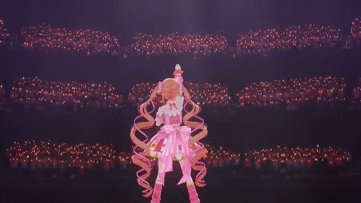 maqua_3710's tweet photo. Orange Sparkleの「夢見てた女の子はいつか～」のところ、現地モニターだとペンライトの海が映ってて、ねねちがついにこの景色に辿り着いたんだなと思ってすごくグッときた...！
配信版だとここはねねちのアップになってた🍑✨️
#ねね超開花 https://t.co/YYfN5CSzpi