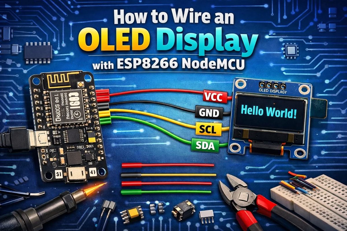 ebokify's tweet photo. How to Wire an OLED Display with ESP8266 NodeMCU 
https://t.co/u0Hony5F0I 

📕 ESP8266 eBooks:
https://t.co/NxVtywe4Hb

#ESP8266 #NodeMCU #ESP8266Project #ESP8266Tutorial #Espressif #Arduino #IoT #Microcontroller https://t.co/RjuAiOBJ4h