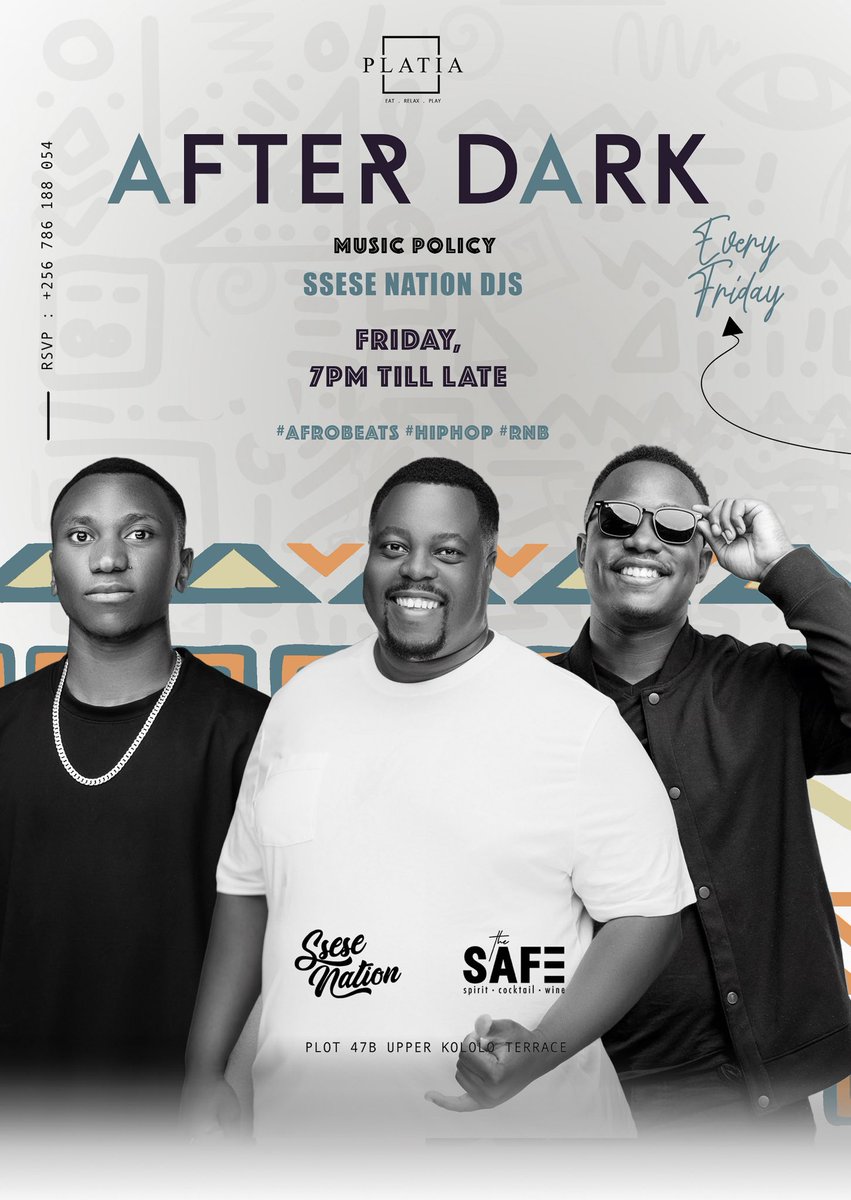 SseseNation's tweet photo. Thursdays are for getting your Friday plans booked!!

AFTER DARK is back tomorrow night at PlatiaUg. The Ssese Nation DJs bringing you the ultimate mix of Afrobeats, Hip-Hop, and R&amp;B to kick your weekend off right.

Pull up, grab a drink, and catch some great vibes! 🍸🔥 https://t.co/b9yDaMuy6p