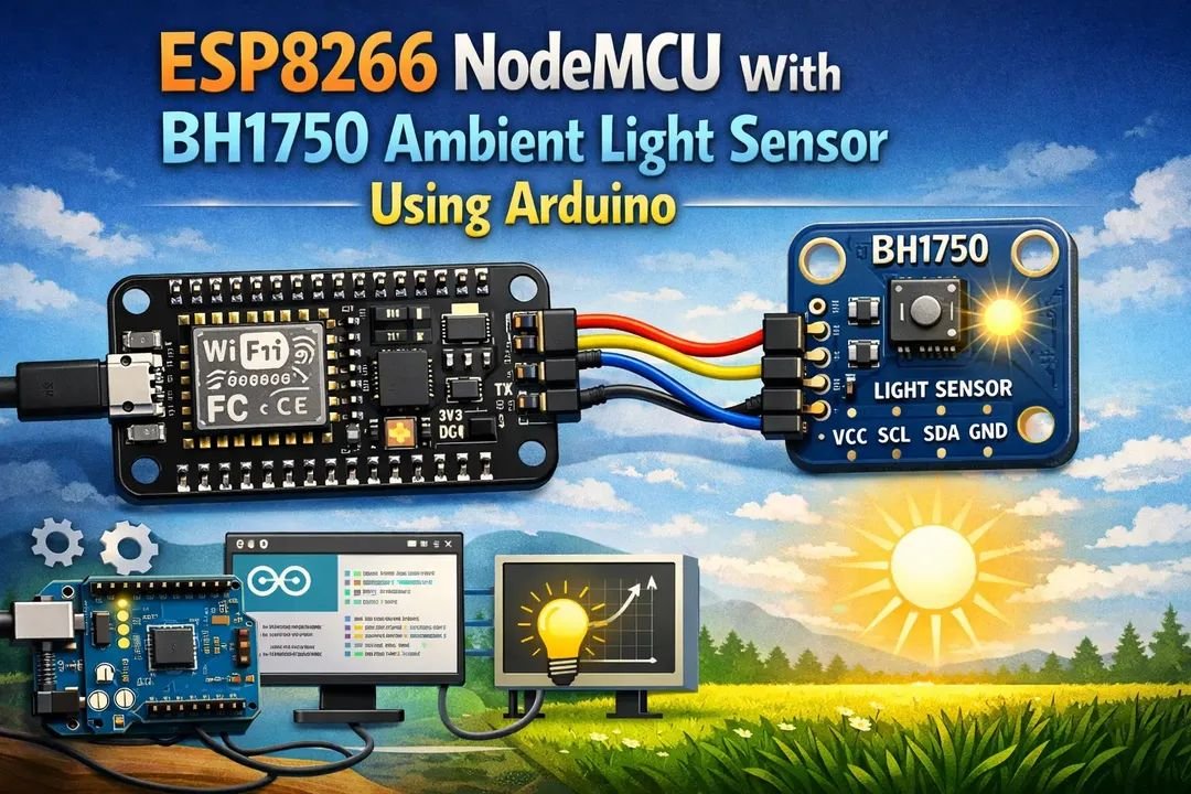 ebokify's tweet photo. ESP8266 NodeMCU With BH1750 Ambient Light Sensor Using Arduino 
https://t.co/egzDA4ozbR

📕 ESP8266 eBooks:
https://t.co/NxVtywe4Hb

#ESP8266 #NodeMCU #ESP8266Project #ESP8266Tutorial #Espressif #Arduino #IoT #Microcontroller #BH1750 https://t.co/KqGyZvqvo7