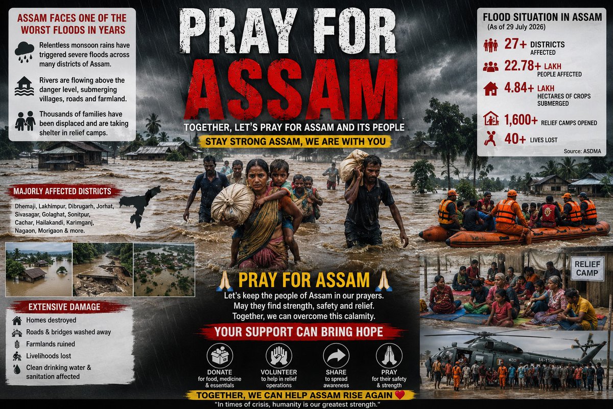 raghutiwari414's tweet photo. Floodwaters have disrupted countless lives in Assam. Let’s extend our support, spread awareness, and help communities rebuild.
#StandWithAssam #AssamNeedsHelp #FloodCrisis #HumanityFirst https://t.co/dXYCm68izw