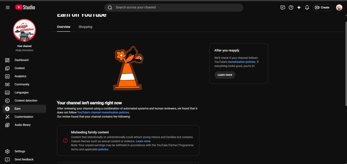 AkalpAnimation's tweet photo. @TeamYouTube Our channel is demonetized, but we believe this was a mistake. We create 100% original 2D horror animation for adults, not kids, and all videos are marked "Not Made for Kids. We never intentionally violated any policy. Please review our channel and give us one chance https://t.co/tXscobU4nv