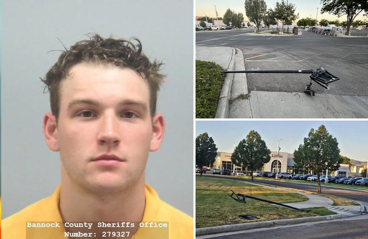 OrwellDay's tweet photo. Patriot arrested after crashing truck into #Flock cameras in Pocatello, ID

https://t.co/4Q95khdlWU https://t.co/FACK9zmPBF