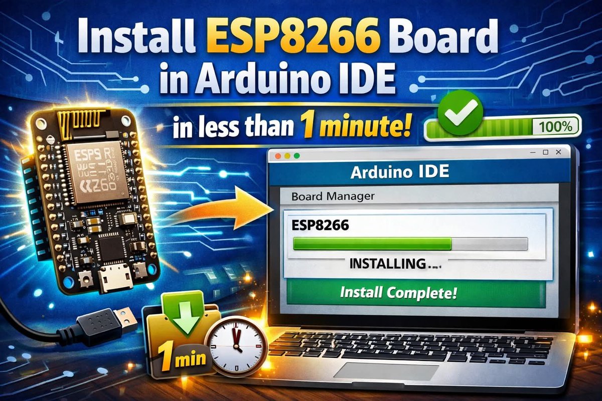 ebokify's tweet photo. Install ESP8266 Board in Arduino IDE in less than 1 minute 
https://t.co/yTnGg7yx7d 

📕 ESP8266 eBooks:
https://t.co/NxVtywe4Hb

#ESP8266 #NodeMCU #ESP8266Project #ESP8266Tutorial #Espressif #Arduino #IoT #Microcontroller https://t.co/NeJIlOnixL