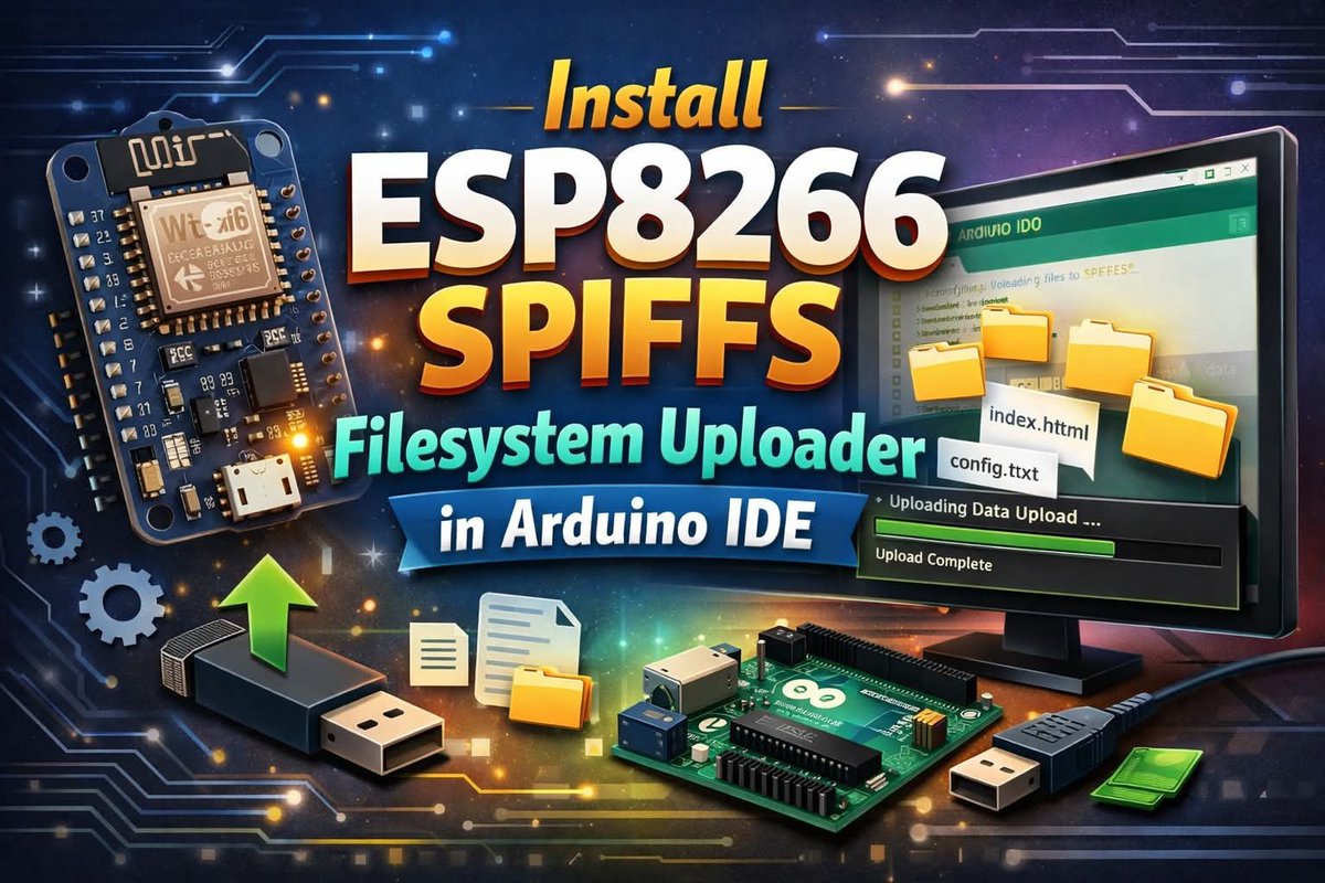 ebokify's tweet photo. Install ESP8266 SPIFFS Filesystem Uploader in Arduino IDE 
https://t.co/qGmWBT0iP5 

📕 ESP8266 eBooks:
https://t.co/NxVtywe4Hb

#ESP8266 #NodeMCU #ESP8266Project #ESP8266Tutorial #Espressif #Arduino #IoT #Microcontroller https://t.co/ZuSnN3qTei