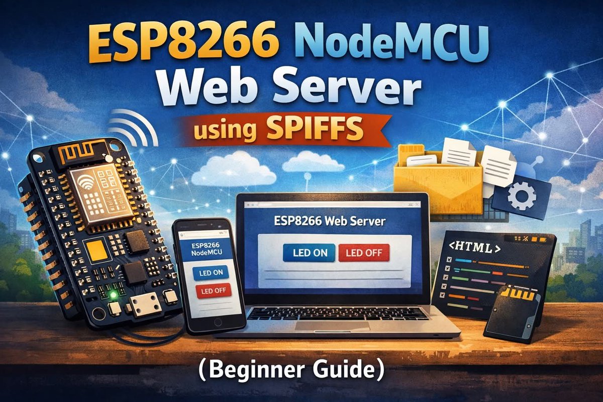 ebokify's tweet photo. ESP8266 NodeMCU Web Server using SPIFFS (Beginner Guide) 
https://t.co/YQLSF9goU6 

📕 ESP8266 eBooks:
https://t.co/NxVtywe4Hb

#ESP8266 #NodeMCU #ESP8266Project #ESP8266Tutorial #Espressif #Arduino #IoT #Microcontroller https://t.co/XC9DFyZ9aU