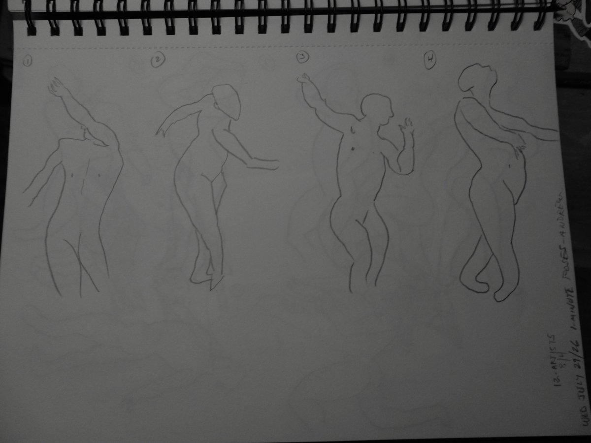 m4goodtimes's tweet photo. quick 1 minute warm up pose sketches from last nites weekly #lifeart #nudemodel #class . https://t.co/Wt732qo6uT