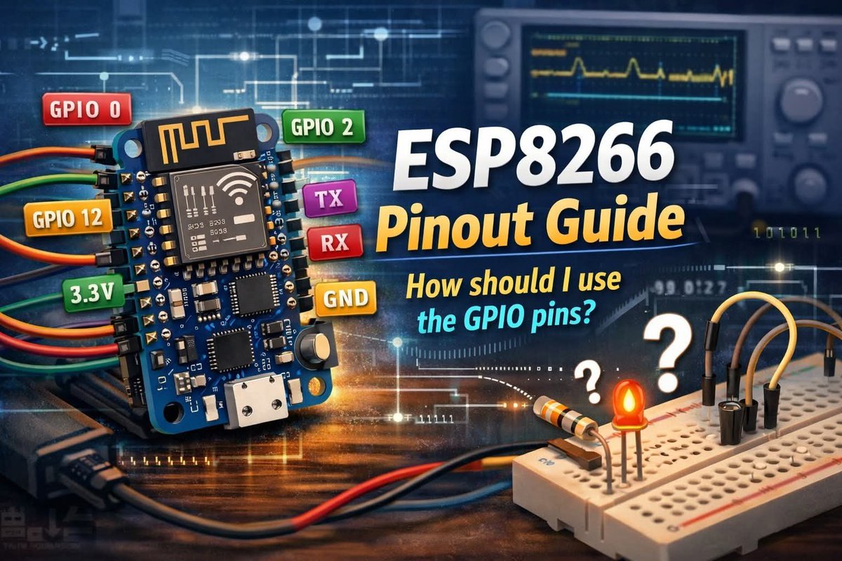 ebokify's tweet photo. ESP8266 Pinout Guide: How should I use the GPIO pins? 
https://t.co/CeXrraOro4 

📕 ESP8266 eBooks:
https://t.co/NxVtywe4Hb

#ESP8266 #NodeMCU #ESP8266Project #ESP8266Tutorial #Espressif #Arduino #IoT #Microcontroller https://t.co/yHJAFV3ZkP