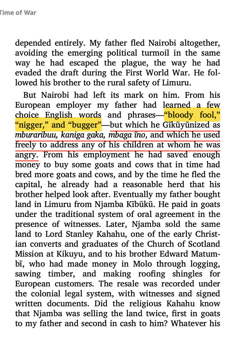 odanga_r's tweet photo. Anyway, here's Ngũgi wa Thiong'o explaining the origin of certain commonplace Kikuyu insults in "Dreams in a Time of War."
Tell me again how the N-word is an American experience that doesn't mean much to Africans.
("bugger" btw, is an equivalent to the F-slur jsyk). https://t.co/acKM7rvg0s