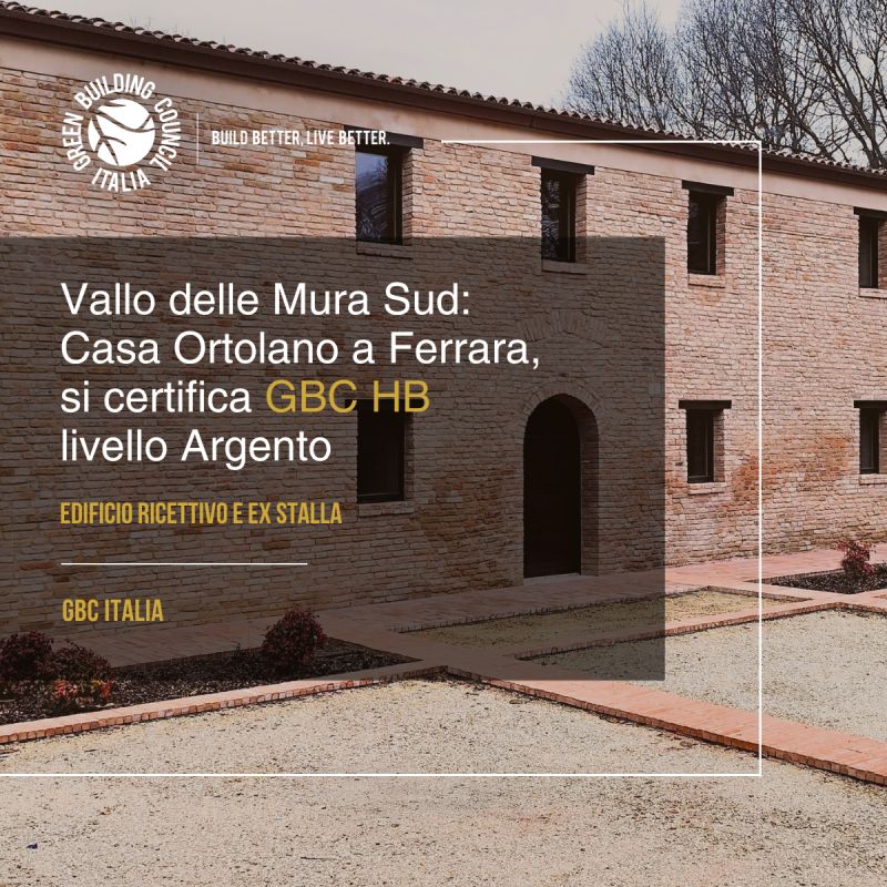 GBCItalia's tweet photo. Vallo delle Mura Sud: Casa Ortolano a #Ferrara ottiene la doppia #certificazione, livello Argento - per l'edificio ricettivo e per la ex stalla - secondo il protocollo GBC Historic Building® https://t.co/HEMnxLDrfK https://t.co/s0KUEtGvc3