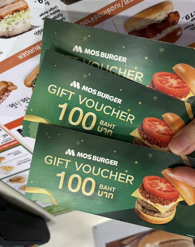 seri_nnaka's tweet photo. WTS ขายต่อ voucher 100baht MOS BURGER

ใบละ 50บาท ใช้ได้ตังแต่ 10 ส.ค. ถึง 31 ธ.ค.

Price: 50baht/ 1 voucher
Expiration date: 10/8/2026 - 31/12/2026

Dm please 🙌🏻🙌🏻🙌🏻

#MOSBURGERMeetAndEat #teeteepor #vava
#MOSBURGERxTEETEEPOR https://t.co/kI4IY8p98K
