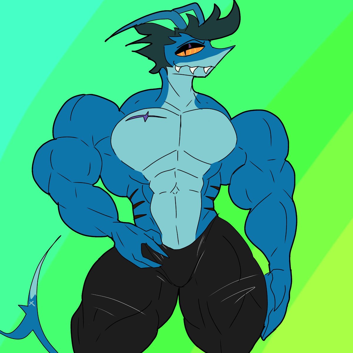 JaimeSpect's tweet photo. This is Lank (A Hazbin Hotel/Helluva Boss OC) but he is handsome and buff. A fan from Mexico decided to make this for me, which is sweet.

Art by @DBE2782 https://t.co/6Xz9JHKIDq