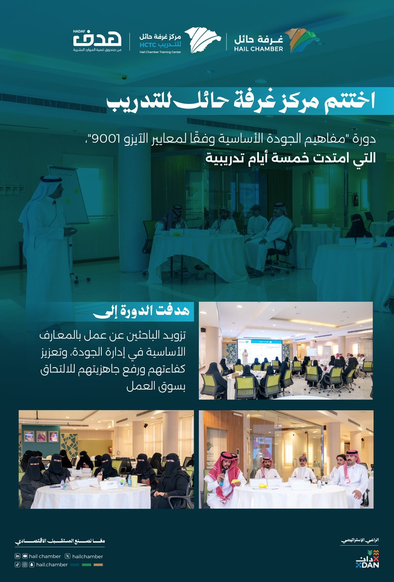 Hailchamber_TR's tweet photo. #دورة_تدريبية | 

خمسة أيام تدريبية أسهمت في بناء المعرفة وتعزيز المهارات المهنية 📚

اختتم #مركز_غرفة_حائل_للتدريب دورة "مفاهيم الجودة الأساسية وفقًا لمعايير الآيزو 9001"، بمشاركة عدد من الباحثين عن عمل؛ لرفع كفاءتهم وتعزيز جاهزيتهم لمتطلبات سوق العمل. https://t.co/16xJFygVor