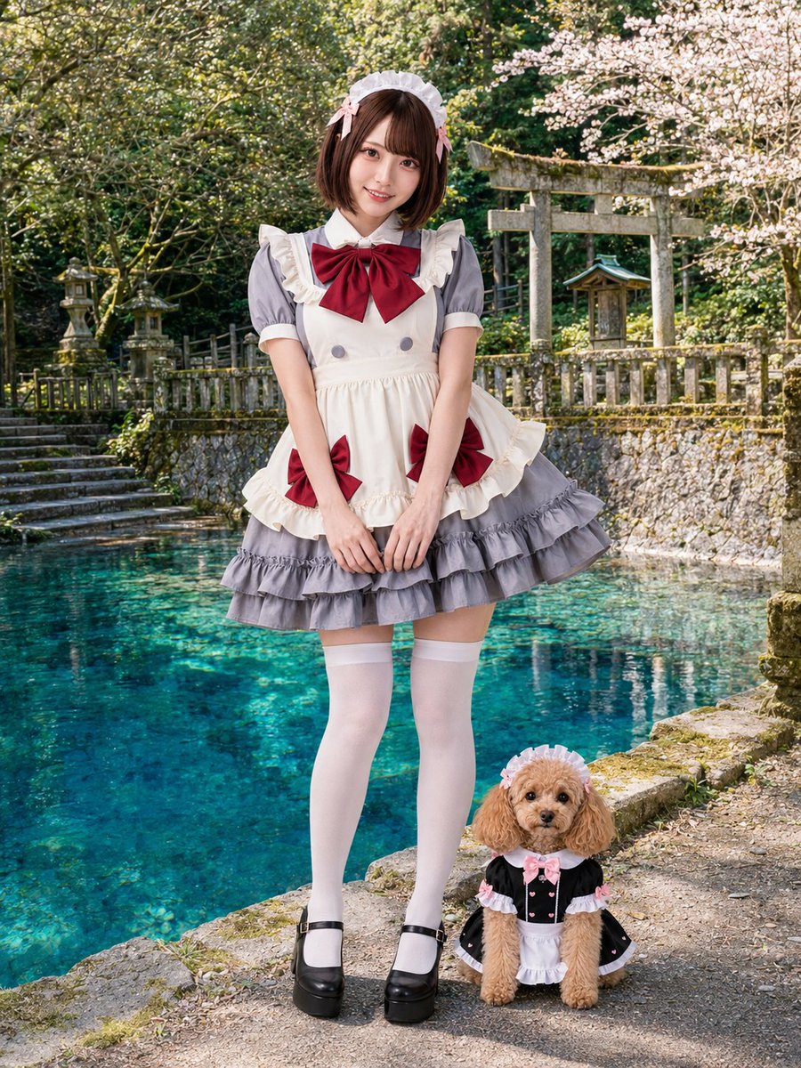 mamichan_jpn's tweet photo. ��はよう☀️今日も秘境巡りだよ🌿
すきとおったコバルトブルーの池に、鳥居と桜🌸
この絶景、どこかわかる?ヒントは、安倍元総理の選挙区だった県!当てられたらすごいよ🐶
きなこもお参りモードで、めずらしくおすまし顔😳
正解はリプ欄で教えてね🍥
#SecretSpot #Torii #JapaneseMaid #MaidDog https://t.co/duHPeGAOhl