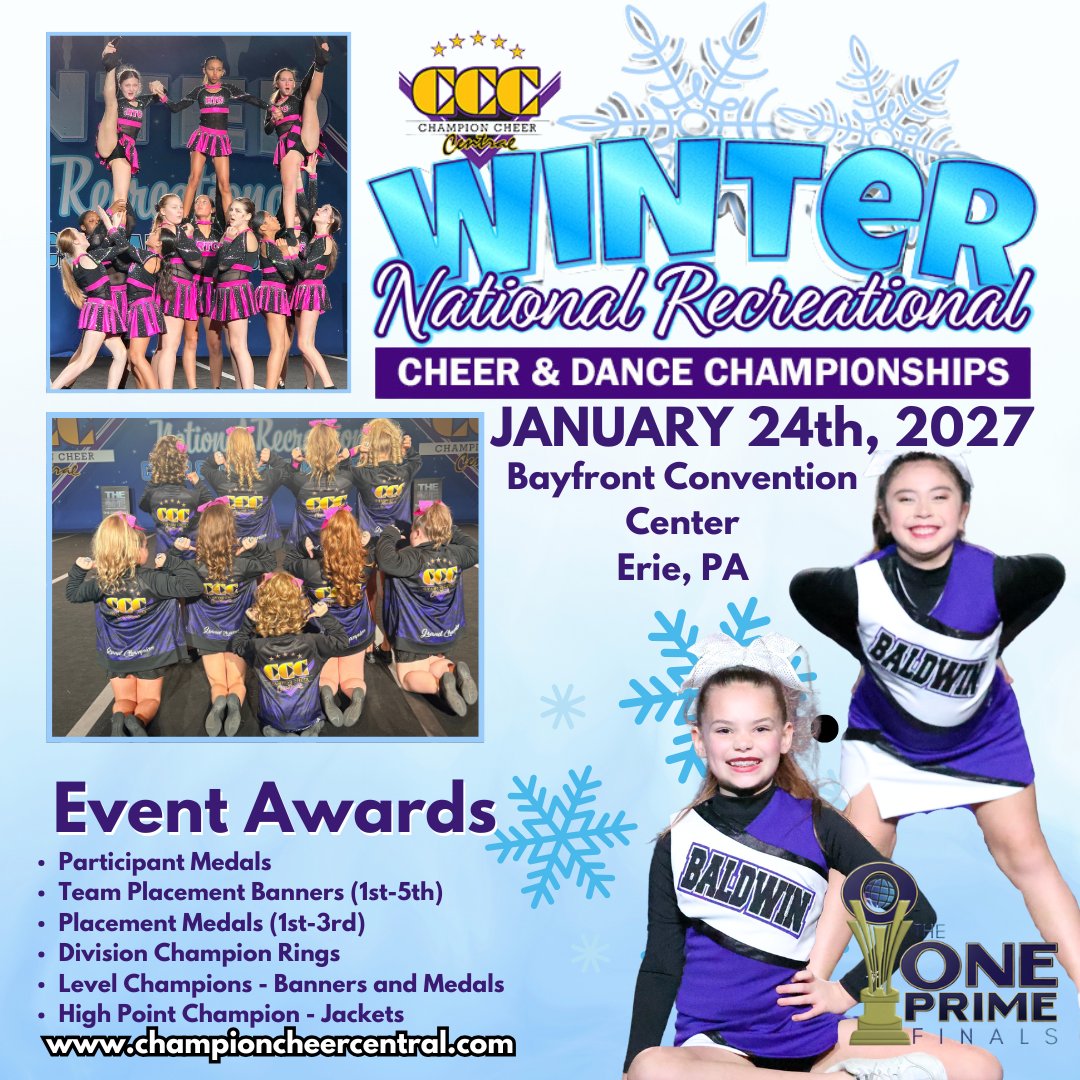 ChampionCheerCe's tweet photo. Calling on Rec Teams. This is your CCC REC EXCLUSIVE EVENT! Come join us on January 24th in Erie, PA as we celebrate everything Rec. For more info visit https://t.co/g7UvQOayb6 https://t.co/v9MHw7aePL