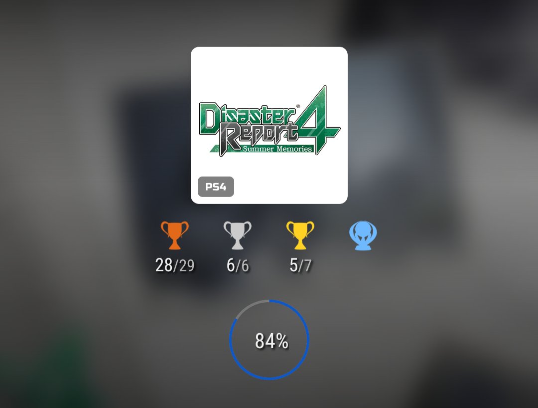 PixelsPlatinums's tweet photo. #65 - Disaster Report 4: Summer Memories
Memories of Summer (PLATINUM)

This game felt all over the place. The atmosphere, story and tone were incompatible and felt like they were part of completely separate games.

Earned on 10/02/2023 #PlayStationTrophy #TrophyHunters https://t.co/7LIpDao3vA