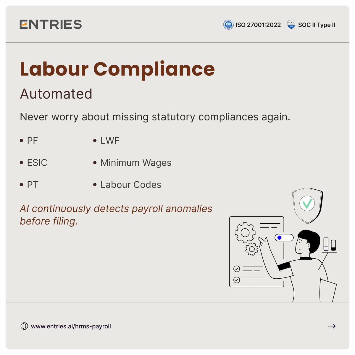 Entries_ai's tweet photo. Compliance is complex. Entries AI makes it simple.

Automate payroll, statutory compliance, and workforce management from one platform.

Sign up:https://t.co/D0OQBfX9Os

#EntriesAI #HRMS #Payroll #LabourCompliance #AI #Automation #StartupIndia https://t.co/GupGuCcW6m